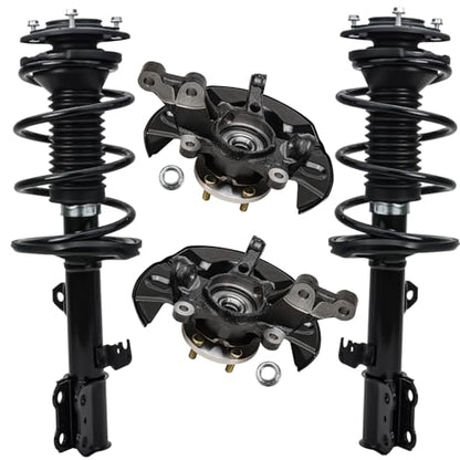Detroit Axle - Front Steering Knuckles w/Wheel Hubs + Coil Spring Quick Struts Assembly Replacement for 2003-2008 Toyota Corolla - 4pc Set - size: 4QU47740/ Big strut kit