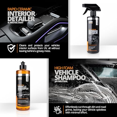 Cerakote Foundation Bundle - Exterior Wash & Ceramic Protection Kit with Microfiber Towels - At-Home Car Wash and Detailing Set - Easy Ceramic Protection for Vehicle Interior and Tires