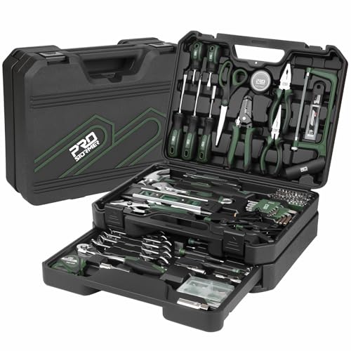 Prostormer 269-Piece Tool Set, Complete Tool Kit for Home, Auto and Mechanics Repair, General Household Hand Tool Box with Drawer for Men & Women (Green) - color: Green