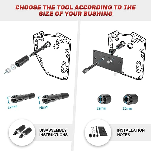 Dasen Inner Cam Bearing Installer and Puller Tools Compatible with Harley 88 93 96 103 110 All Twin CAM 1999-2017