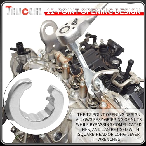 19mm 12 Point 1/2" Dr. Common Rail Injection Fuel Line Nut Socket | Open Socket Wrench, Diesel Engine Temperature Removal Tool, Exhaust Gas Temp Sensor Extractor - size: 19MM 1/2" Drive