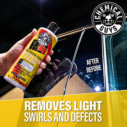Chemical Guys, P4 Precision Paint Perfection Polish for Clear Coat, 16 oz | Refines swirls, towel marks and light defects, restoring deep gloss and clarity to clear coat, body-shop ready - style: P4 Perfection Polish