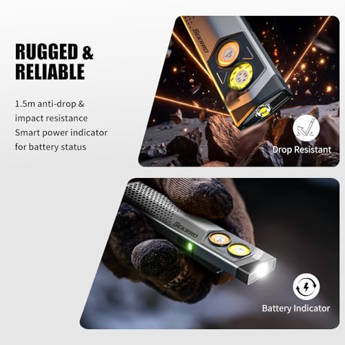 Sekrro K18pro Flat EDC Flashlight, 650LM Micro-Arc Oxidation Pocket Light, USB-C Rechargeable Handheld with UV & Red Light, Magnetic Work Light for Repair, Camping, Everyday Carry