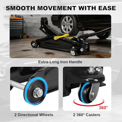 Torin 2 Ton Hydraulic Floor Jack, 4000 lbs Capacity Low Profile Trolley Service Jack with 5.2"-13.3" Lifting Range, Heavy Duty Steel Car Jack for Sport Utility Vehicle, Cars, Black - size: 2 ton floor jack