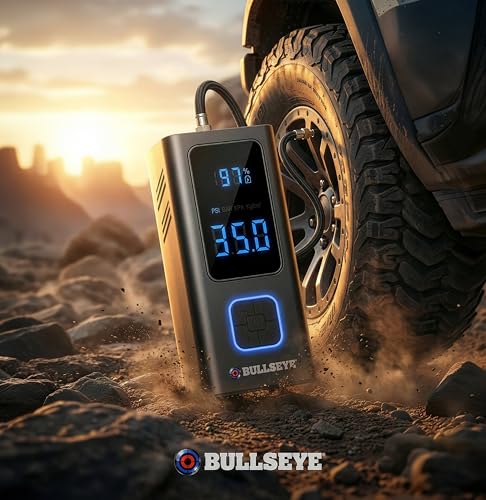POCKET AIR PRO Tire Inflator Portable Air Compressor by Bullseye Pro for Tires, Balls, Inflatables, Auto Shut Off, Inflates in 2 Min, Cordless Rechargeable 6000 mAh,120 PSI, SoS Light for Emergencies - style: Pocket Air PRO