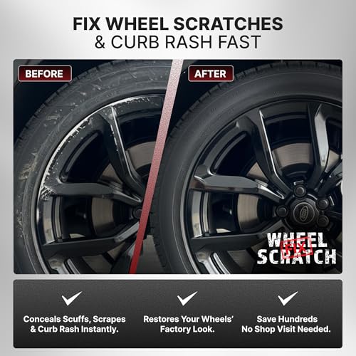Wheel Scratch Fix® Gloss Black Touch Up Paint for Cars - DIY Alloy Wheel Repair Kit, Curb Rash Remover with Fast-Drying Pen - Long-Lasting OEM Finish Car Rim Paint for Scuffs and Chips at Home (Gloss Black) - color: Black - Gloss - Kit