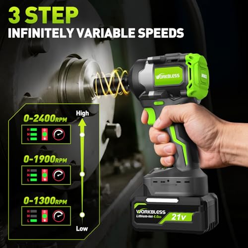 1/2 Brushless Cordless Impact Wrench Kit, Max 850Nm (630ft-Lbs) Lightweight Electric Impact Gun with Variable Speed, 1 Pack 20V 4Ah Battery, 4 Sockets for Home & DIY Project - style: 850N.m with 1 Battery