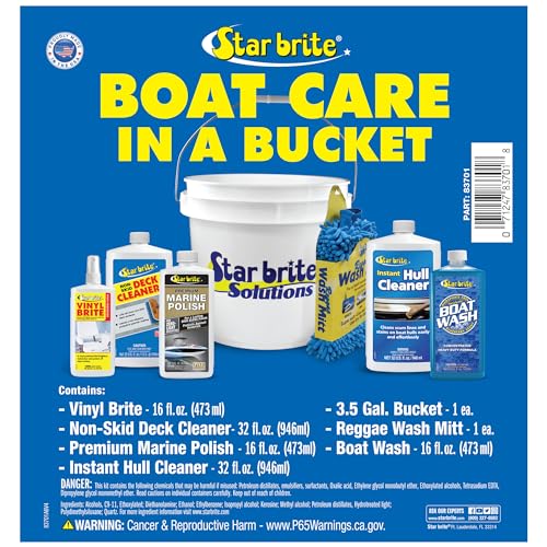 STAR BRITE Complete Boat Care Kit - Unbreakable Vinyl Bucket with Marine-Grade Cleaners & Tools