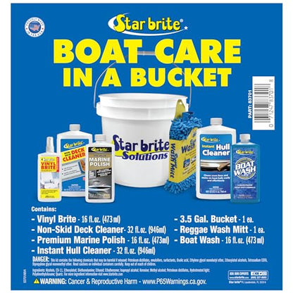 STAR BRITE Complete Boat Care Kit - Unbreakable Vinyl Bucket with Marine-Grade Cleaners & Tools