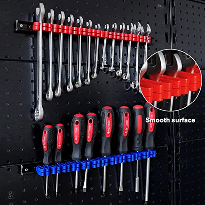 CASOMAN 10 pcs Screwdriver Organizer and Wrench Organizer, Wall Mount, Hand Tool Holder, Plastic Rail Wrench Hanger with Clips - size: 10pcs