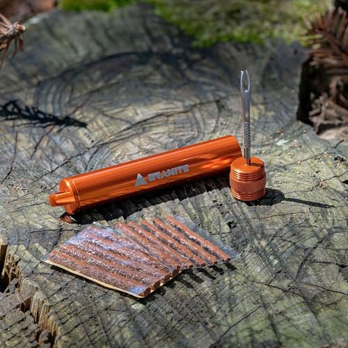 Granite Suture Tire Plug Kit, Compact Tubeless Flat Bicycle Tire Repair Kit with 2 Size Tire Plugs, Fix Mountain Bike and Road Bike Tire Punctures - color: Orange