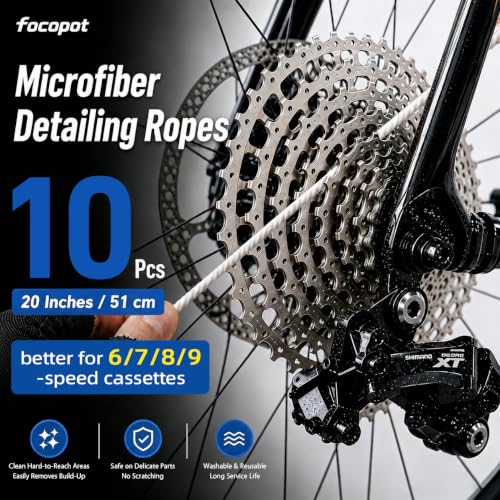 focopot Bike Cleaning Kit with 25 oz Bike Cleaner,10 Gear Floss,Toolbox | 13 Pcs,10oz Degreaser,2oz Lube,Scrubber,Suitable for Mountain/Road/E Bike,Biodegradable Safe Formula,Bike Cleaning Brush Tool