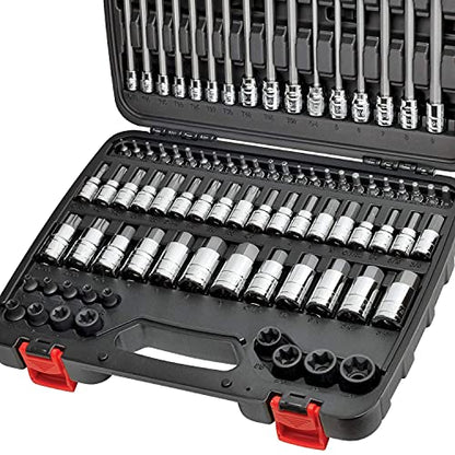 CARBYNE 84-Piece Master Hex & Torx Bit Socket Set & External-Torx Socket Set | S2 Steel Bits, CrV Steel Sockets, Corrosion Resistance, Durable Case | 1/4", 3/8" & 1/2" Dr.