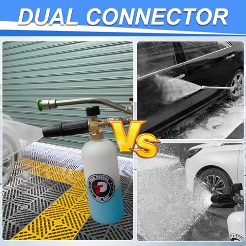 Tool Daily Foam Cannon with Dual Connector Accessory, 1/4 Inch Quick Connector, 5 Pressure Washer Nozzle Tips, 1 Liter - style: Foam Cannon with Dual Connector