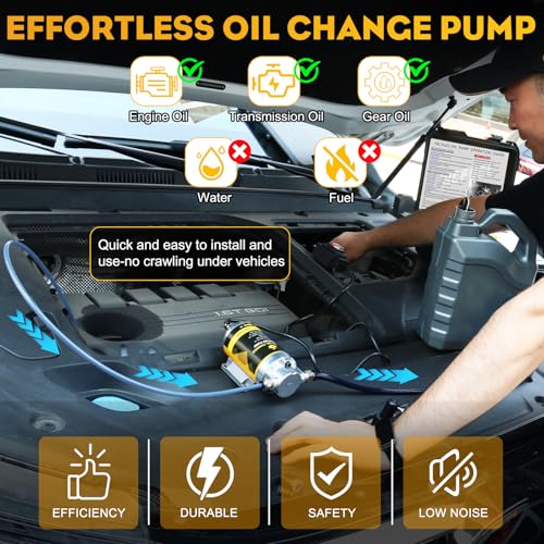 Electric Oil Extractor Pump, Engine Oil Change Pump 12/24V, Transmission Suction Pump with 100W Motor & Longer Hose, Oil Transfer Pump for Hydraulic, Differential, Gear, Lubricating Oil