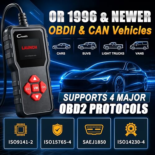 LAUNCH Creader 300 OBD2 Code Reader, Diagnostic Scanner with Battery Test | Full 10 OBDII Modes, Read & Clear DTCs, Live Data, VIN, Freeze Frame & I/M Readiness