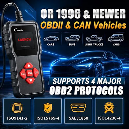 LAUNCH Creader 300 OBD2 Code Reader, Diagnostic Scanner with Battery Test | Full 10 OBDII Modes, Read & Clear DTCs, Live Data, VIN, Freeze Frame & I/M Readiness