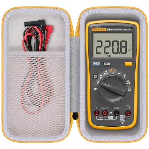 khanka Hard Case for Fluke 15B+/ 17B+/ 117/115/ 87V/ 88V/ 101 Digital Multimeter, Protective Storage Bag - Black（Case Only
