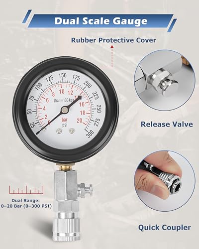 DAYUAN Motorcycle Carburetor Synchronizer Tool Bundle with 8pcs Professional Petrol Engine Compression Tester Kit