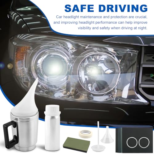 Saycker Car Headlight Restoration Kit, Auto Headlight Lens Polish Repair Kit Atomizing Cup Headlight Renovation Tool Auto Restore Kit, Headlight Restoration Wipe & Washer Kit