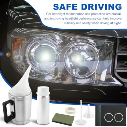 Saycker Car Headlight Restoration Kit, Auto Headlight Lens Polish Repair Kit Atomizing Cup Headlight Renovation Tool Auto Restore Kit, Headlight Restoration Wipe & Washer Kit