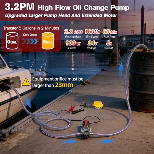 Engine Oil Transfer Pump, Electric Oil Pump with Battery Adapter for Dewalt 20V Batteries, 3.2GPM High Flow Fluid Transfer Pump, Oil Change Pump Extractor for Engine Oil, Gear Oil - color: with Hose+D Adapter