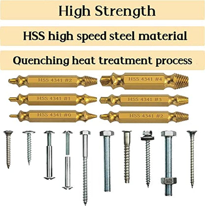 Damaged Screw Extractor-Kit Stripped-Screws Removal-Tool - Broken Screw Extractor Speed Out Screw Extractor Set 6PCS Cooswai