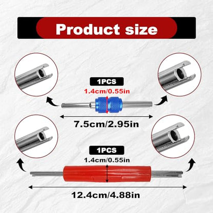 102Pcs Air Conditioning Valve Core Accessories Kit, A/C R12 R134a Refrigeration Tire Valve Stem with Double Head Dual Dismantling Remover Installer Tool Assortment Kit