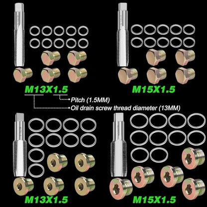 Oil Pan Drain Plug Repair, 64PCS Oil Pan Thread Repair Rethreading | Oil Repair Special Automotive Threaded Screws Drain Oil Pan Tool Kit M13 M15 - size: 64PCS