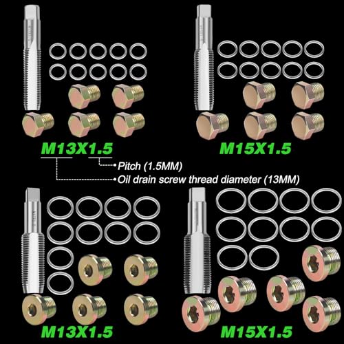 Oil Pan Drain Plug Repair, 64PCS Oil Pan Thread Repair Rethreading | Oil Repair Special Automotive Threaded Screws Drain Oil Pan Tool Kit M13 M15 - size: 64PCS