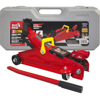 Big RED TAM82012 Torin Hydraulic Trolley Service/Floor Jack with Blow Mold Carrying Storage Case, 2 Ton (4,000 lb) Capacity, Red - style: 2 ton floor jack