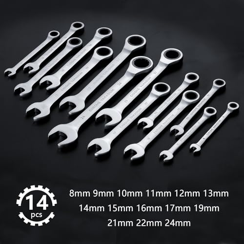 Hantinstom 14pcs Wrench Set – Versatile Ratchet Wrenches for Efficient Automotive Repairs - Professional Grade Combination Wrench Set - color: 14p