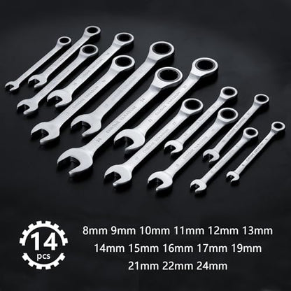 Hantinstom 14pcs Wrench Set – Versatile Ratchet Wrenches for Efficient Automotive Repairs - Professional Grade Combination Wrench Set - color: 14p