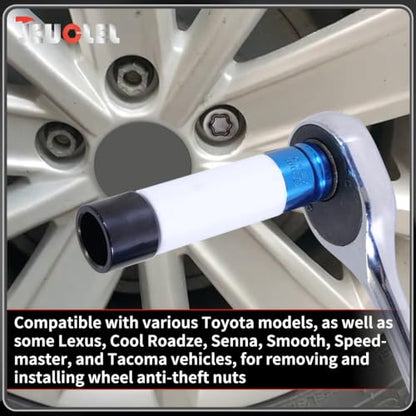 11PCS Wheel Locking Nut Key Kit for Toyota, Lexus, Tacoma | Wheel Lock Nut Socket Adapter Set, Anti-Theft Lug Removal Tool, Anti-Theft Screw Remover, Repair Tool, Tyre Fitting, garage