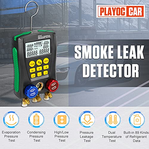 PLAYOCCAR HVAC Digital Manifold Gauge Kit for AC & Refrigerator | Vacuum, Pressure & Temp Testing, Diagnostic Set for AC & Refrigerator Maintenance, Recharge Tool