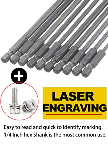 Rocaris 5 Pack Extra Long Phillips Screwdriver Bit Sets, 12 Inch | 1/4 Inch Hex Shank Magnetic Screwdriver Bits Cross Head S2