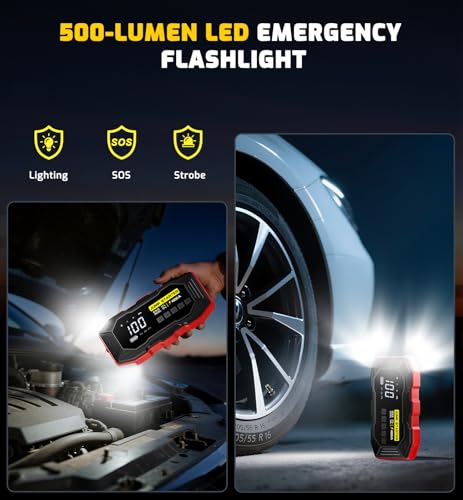 Jump Starter with Air Compressor 4000A Portable Car Battery Jump Starter (All Gas/10L Diesel), 160PSI Auto-Shutoff Tire Inflator Air Compressor, SuperSafe 12V Jump Box Car Battery Jumper Booster