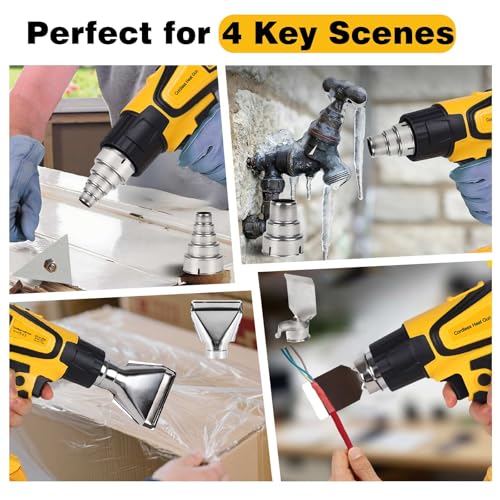 Cordless Heat Gun Compatible with Dewalt 20V Battery,Adjustable Temp 120℉–1110℉,LED Light,Portable Hot Air Gun LCD Digital Display & 4 Nozzles For Shrink Tubing (Tool Only, Not Made by Dewalt)