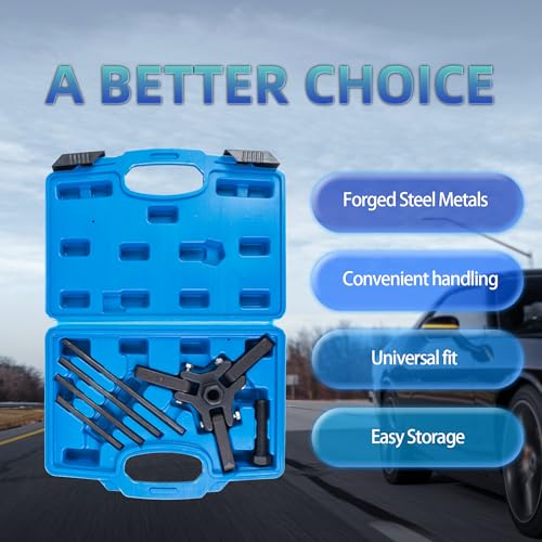 6PCS Harmonic Balancer Puller Set Jaw Puller for Harmonic Damper and Balancers Compatible for Chevy Chevrolet Chrysler GM Mitsubishi Vehicles Include 4 Forcing rods