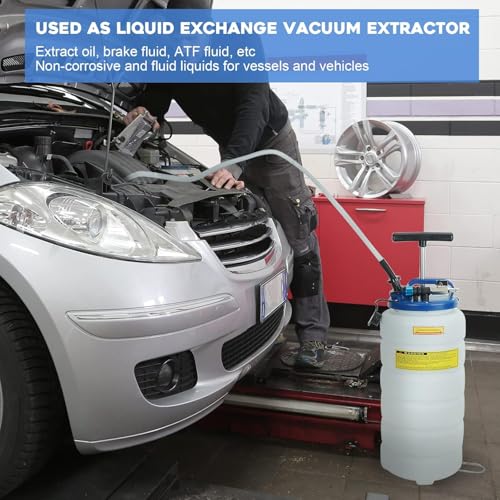 Pneumatic/Manual 15L Oil Extractor Oil Changer | Vacuum Fluid Petrol Fuel Extractor, Automotive Oil Extractor Pump, Manual Fluid Extractor Pump Tank Remover