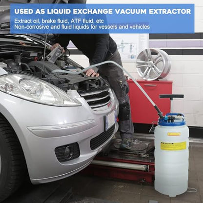 Pneumatic/Manual 15L Oil Extractor Oil Changer | Vacuum Fluid Petrol Fuel Extractor, Automotive Oil Extractor Pump, Manual Fluid Extractor Pump Tank Remover