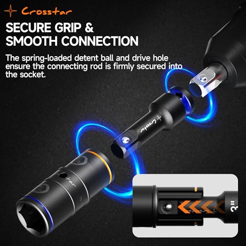 Crosstar 1/2" Drive Impact Flip Socket Set | Thin Wall Lug Nut Remover - 8 Sizes for Universal Fit | Cr-Mo Steel Non-Marring Design | Wheel Lock Removal Tool for Trucks & SUVs