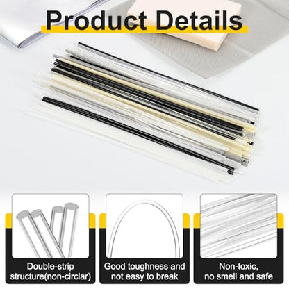 HARFINGTON 2set(10pcs) Plastic Welding Rods 8inch Round PC Welding Strips Welder Rods for Car Bumper Kayak Daily Repair Plastic Welder Car Bumpers, Clear