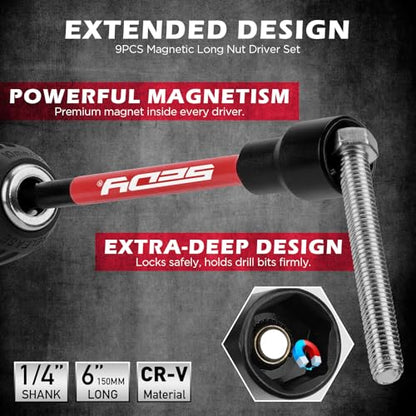 63-Piece Metric 1/4" Drive Socket Set & Nut Driver Set, Impact Standard & Deep Socket Set (4-15mm), 1/4" Hex Shank 6" Magnetic Nut Drivers, Extension Bar, Quick-Release Ratchet handle, Universal Joint - style: 63-PC: Master Set With Ratchet & Case
