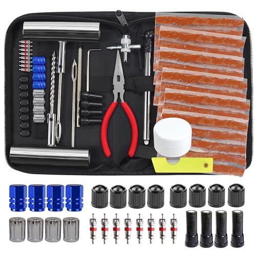 Tire Repair Kit, 68pcs Heavy Duty Tire Plug Kit, Universal Tire Repair Tools Flat Tire Puncture Repair for Car, Motorcycle, Truck, SUV, RV, ATV, Tractor, Trailer Fix Punctures and Plug Flats Patch Kit - size: 68pcs