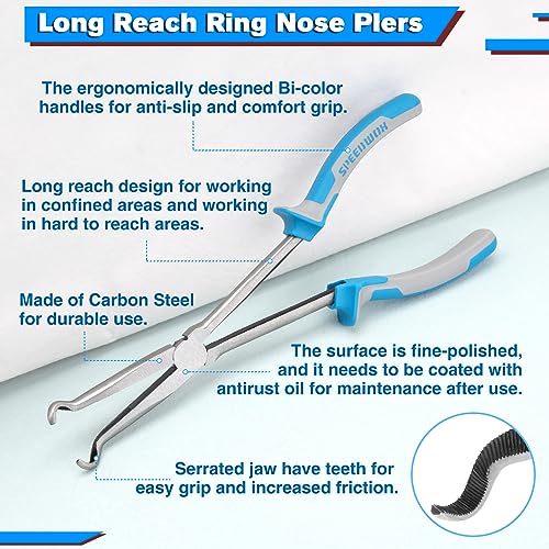 SPEEDWOX Long Reach Hose Grip Pliers - 11 Inch Spark Plug Removal Pliers, Hose Clamp Tool - style: 279mm