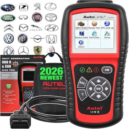 Autel AutoLink AL519 OBD2 Scanner, Professional Mechanic OBDII & CAN Car Diagnostic Scan Tool, Code Reader for Check Engine Light, One-Click Smog Check, DTCs Lookup, Upgraded Ver. of AL319/ MS309 - color: Red