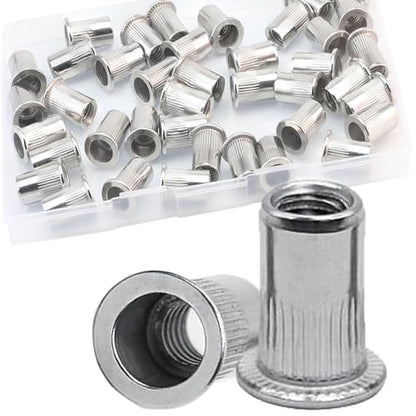 40Pcs M8 Rivet Nuts, 304 Stainless Steel Flat Head Rivnut Threaded Insert Nutsert - color: Silver, size: M8