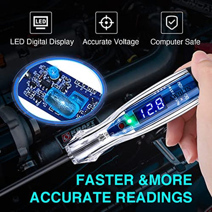 AWBLIN Automotive Test Light 3-60V DC Digital LED Circuit Tester, Heavy Duty Light Tester with Voltmeter, Auto Bidirectional Voltage Tester Electric Test Pen