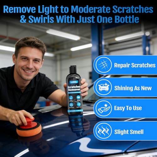 Car Scratch Remover, 300ml Scratch Repair & Swirl Remover Kit for Vehicles, Scratch Eraser Restorer & Polishing with Pad and Nano Sparkle Cloth for Light Scratches, Oxidation, Water Spots